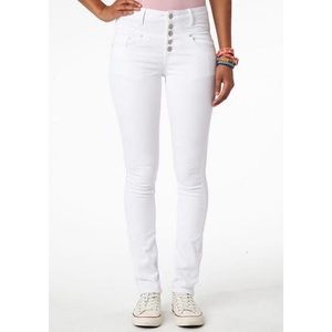 High Waisted White Skinnys